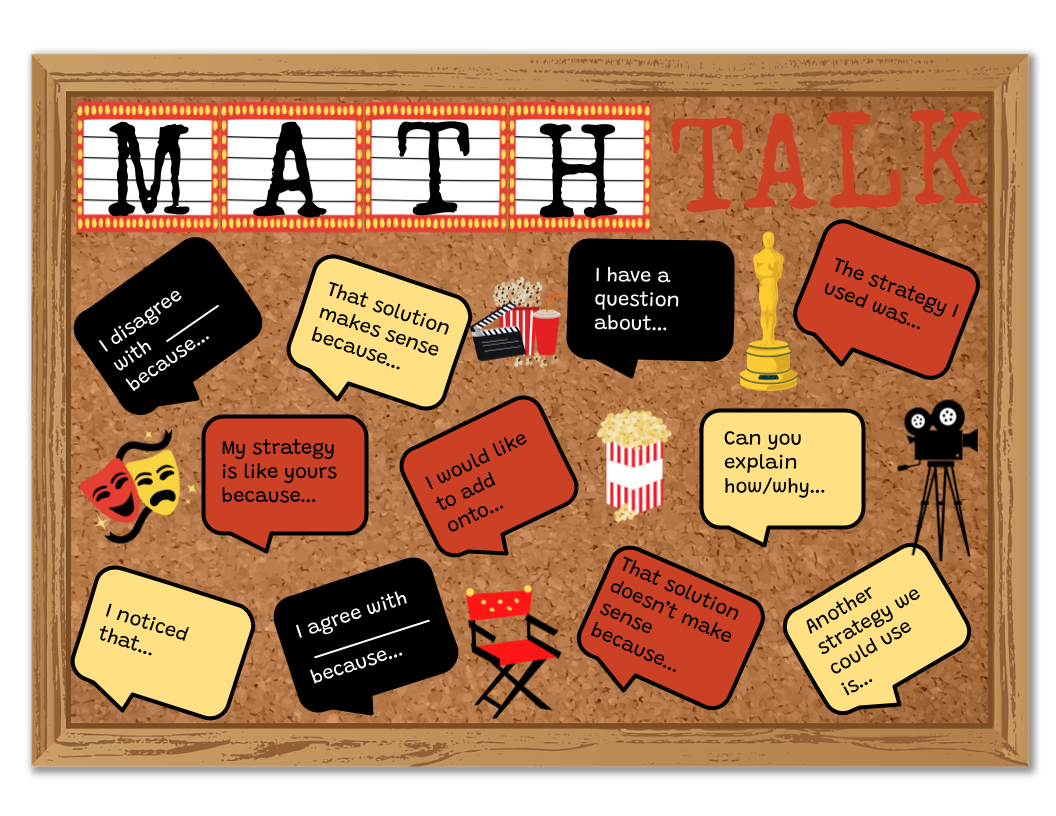 Hollywood Theater Theme Math Talk Bulletin Board Poster Set Classful