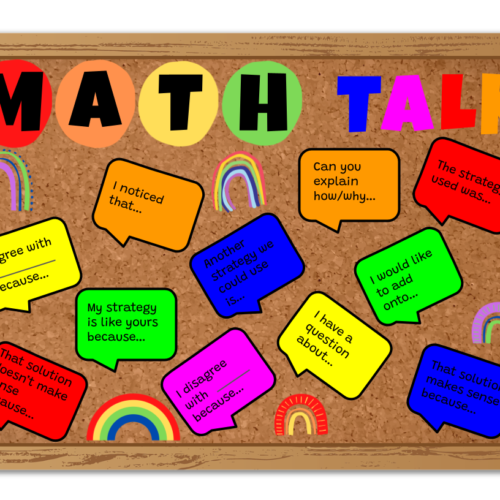Colorful Rainbow Theme - Math Talk - Bulletin Board Poster Set's featured image