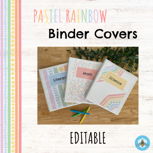 Pastel Rainbow Binder Covers (Editable)'s featured image