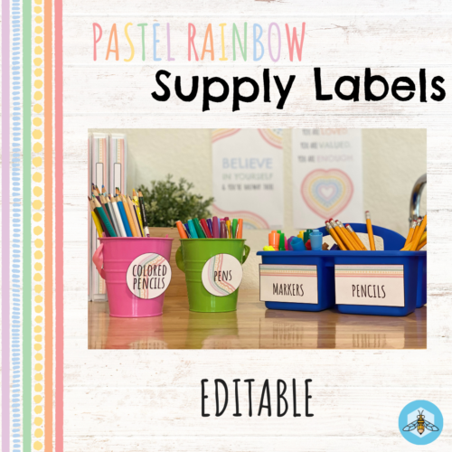 Pastel Rainbow Classroom Supply Labels (EDITABLE)'s featured image