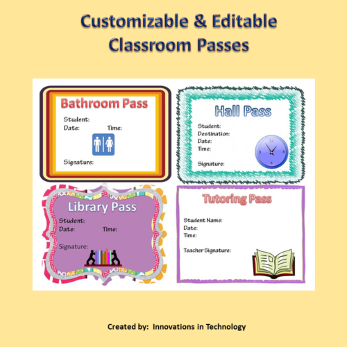 Classroom Passes - Customizable and Printable's featured image