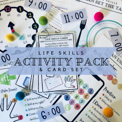 Life Skills Activity Pack, Printable Preschool Bundle, Learn Phone Number and Address, Tell Time, Right and Left, Place Setting, Busy Binder's featured image