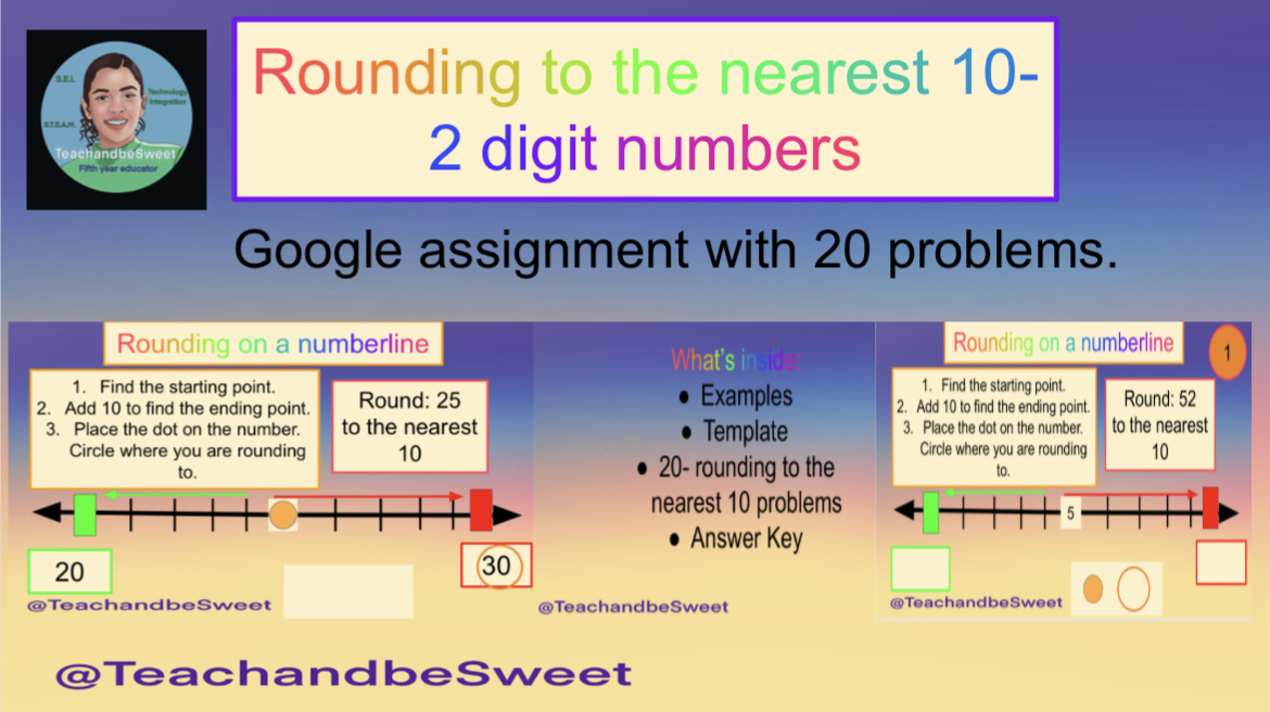 Rounding to the nearest 10 on a number line Pack - Classful