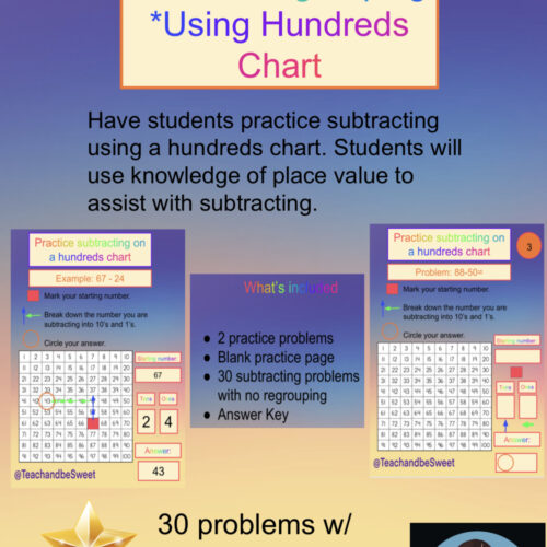 Subtracting within 100 on a hundreds chart- Digital Activity's featured image