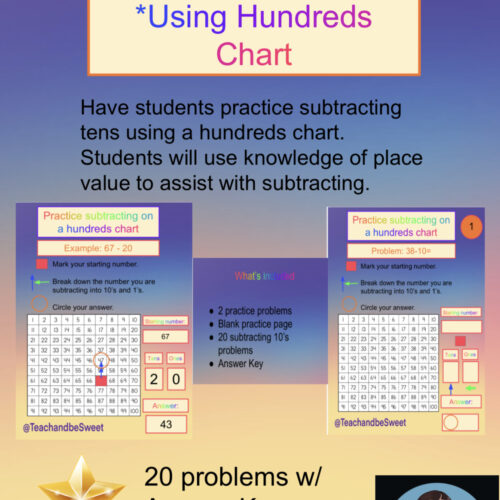 Subtracting tens within 100 on a hundreds chart- Digital Activity's featured image