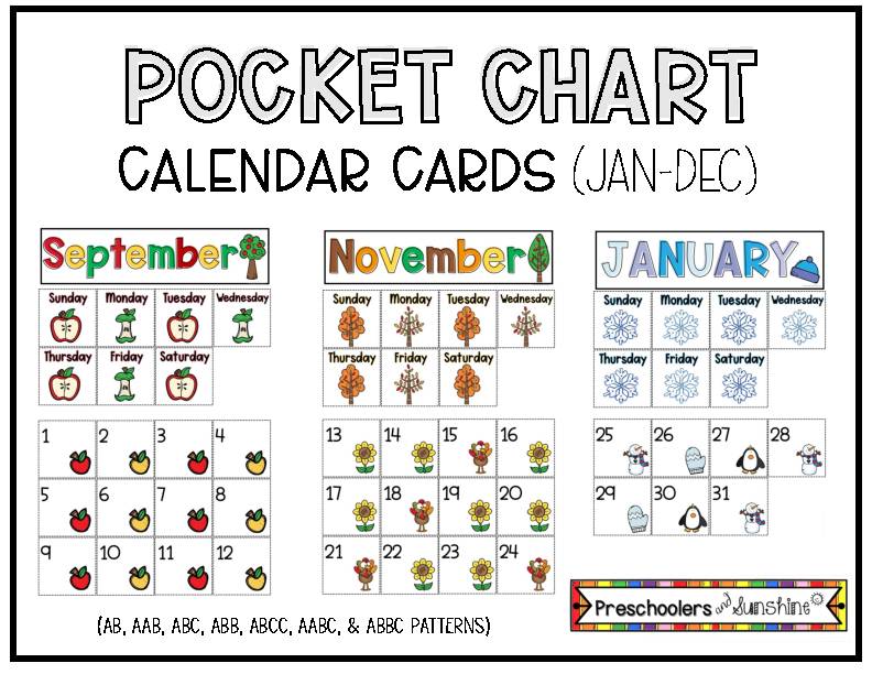 Monthly Pattern Calendar Cards (Jan-Dec)