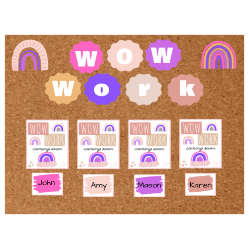 Boho Rainbow Theme - WOW Work - Bulletin Board - EDITABLE Pages's featured image