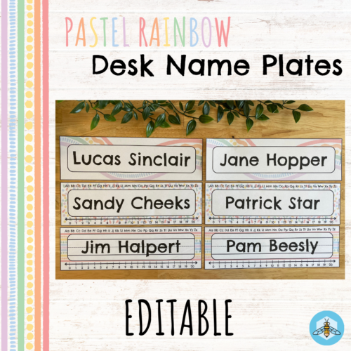 Pastel Rainbow Student Desk Name Plates (EDITABLE)'s featured image