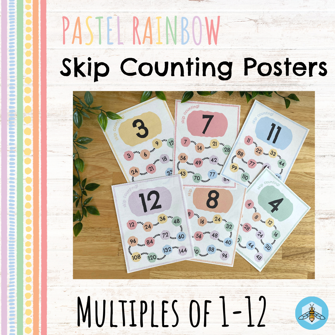 Pastel Rainbow Skip Counting Multiplication Posters