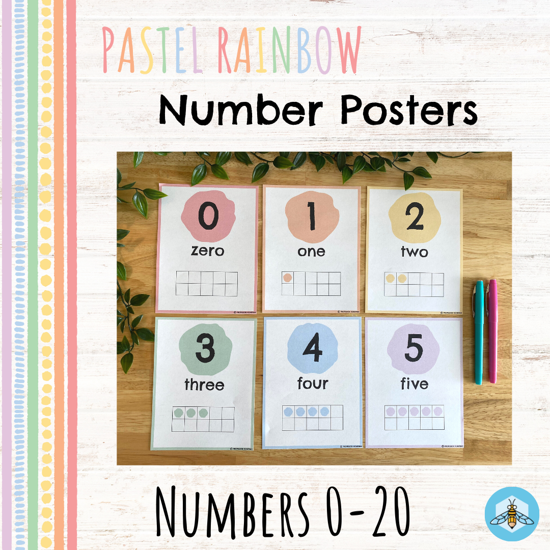 Pastel Rainbow Counting Number Posters