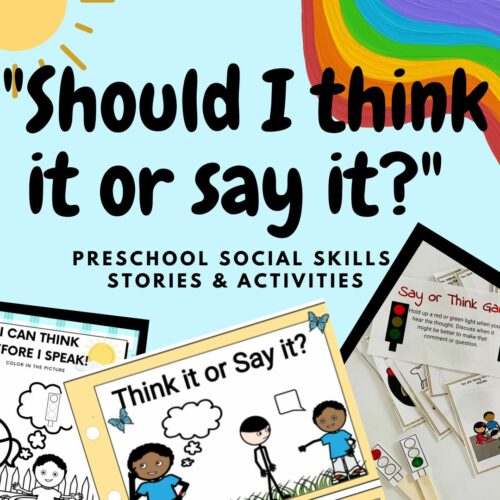 Think it or Say it Social Story & Printable Activities's featured image