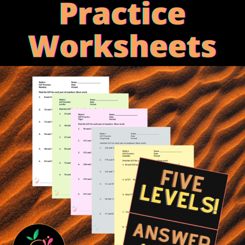 Greatest Common Factor (G.C.F.) Practice Worksheets (5 LEVELS!!)'s featured image