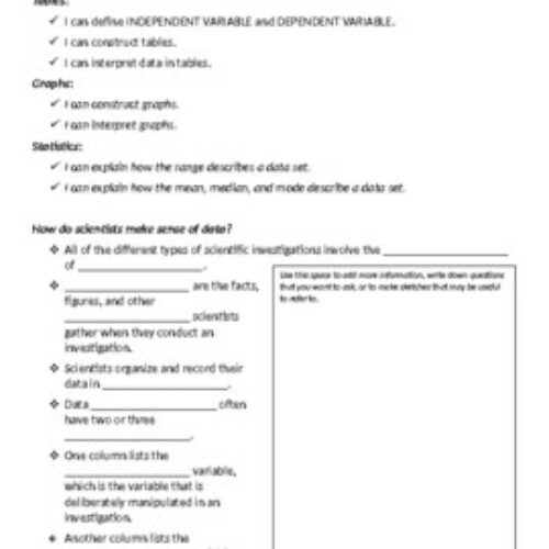 Guided Notes For Science Fusion Unit 1, Lesson 5 Representing Data Ppt 