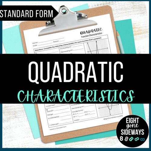 Quadratic Function Characteristics - Standard Form - Worksheet's featured image