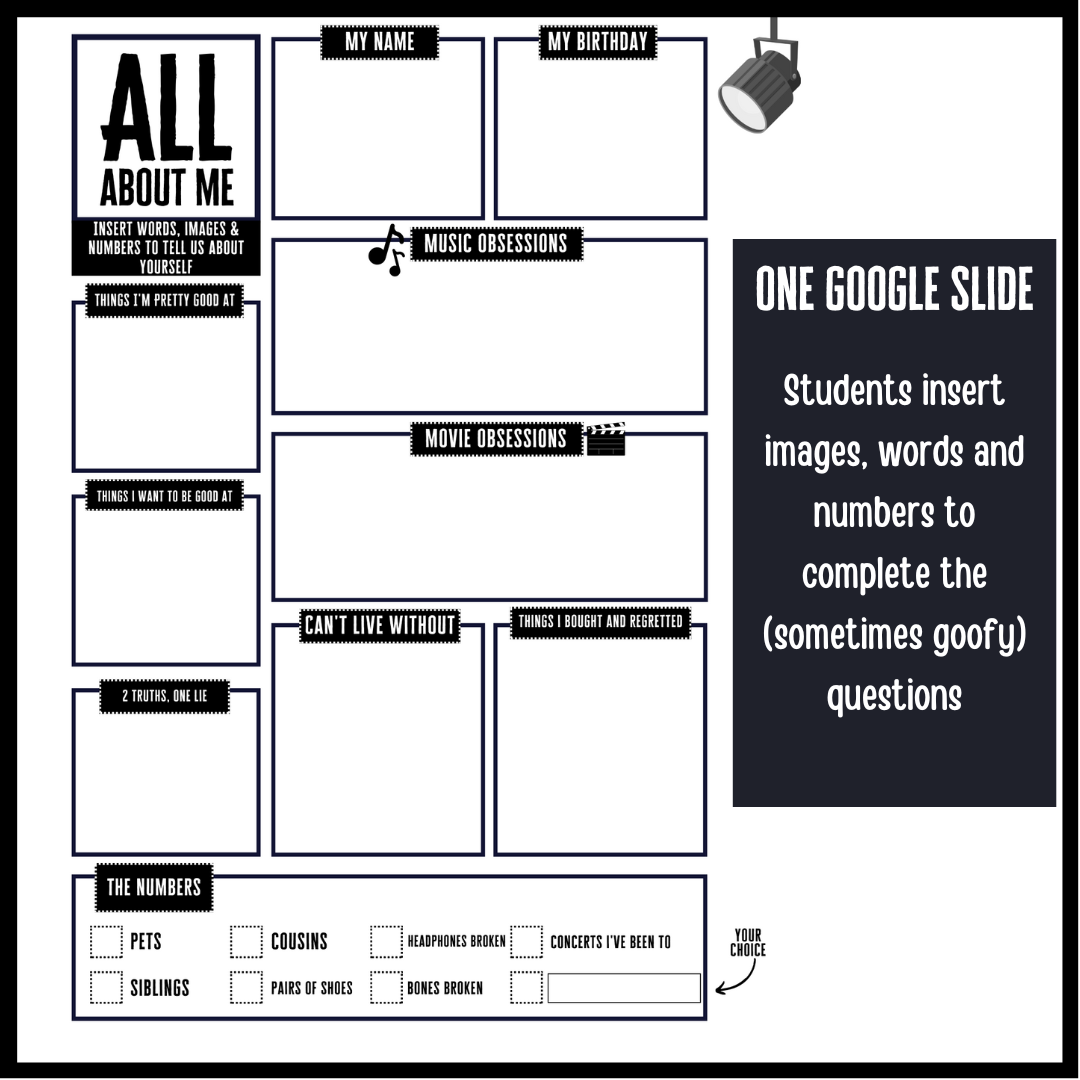 all about me template middle school