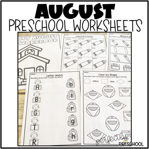 August Back to School No Prep Worksheets for Preschool and Pre-K's featured image