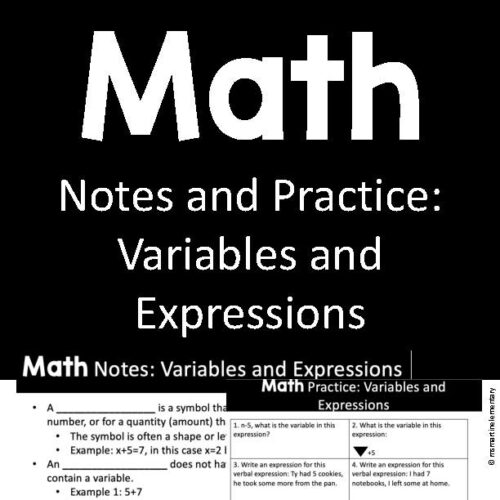 Math Notes and Practice: Variables and Expressions *with answer key*'s featured image
