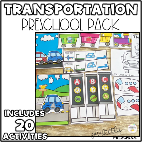 Transportation Math and Literacy Centers for Preschool, Pre-K and Kindergarten's featured image