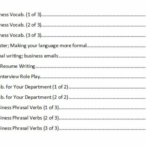 12 ESL Business Lesson Plans w/ Vocab worksheets, Register, Resume [CV] writing, Job Interview Role Play, and more's featured image