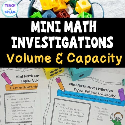 Mini Math Investigations Volume and Capacity Worksheets