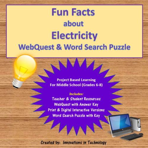 Fun Facts about Electricity - WebQuest & Word Search Puzzle's featured image