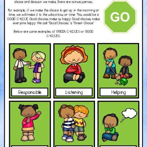 Behavior Management Red and Green Choices - Preschool, Pre-K Kindness ...