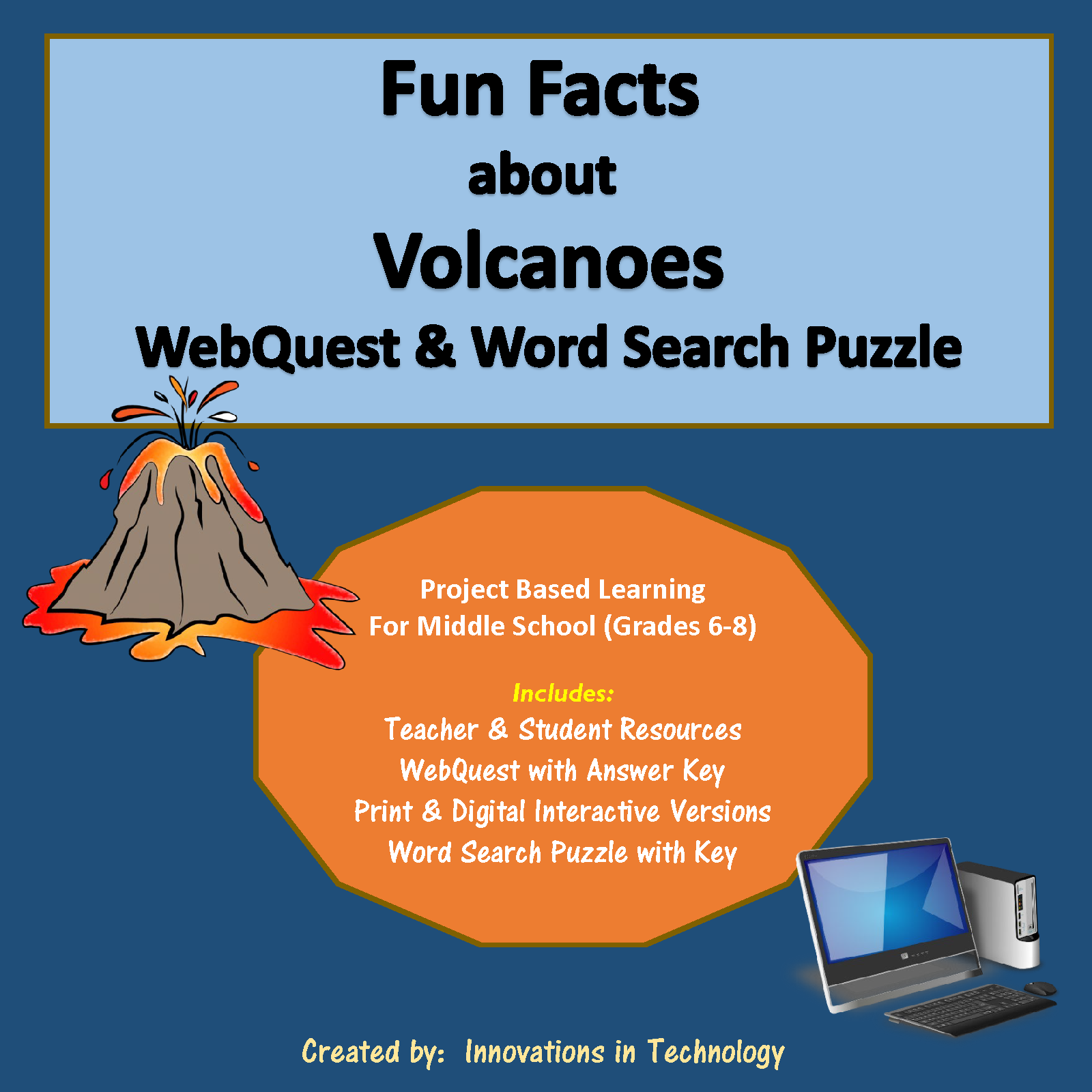 Fun Facts about Volcanoes - WebQuest & Word Search Puzzle