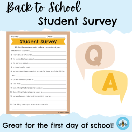 New Student Survey - Back to School Activity's featured image
