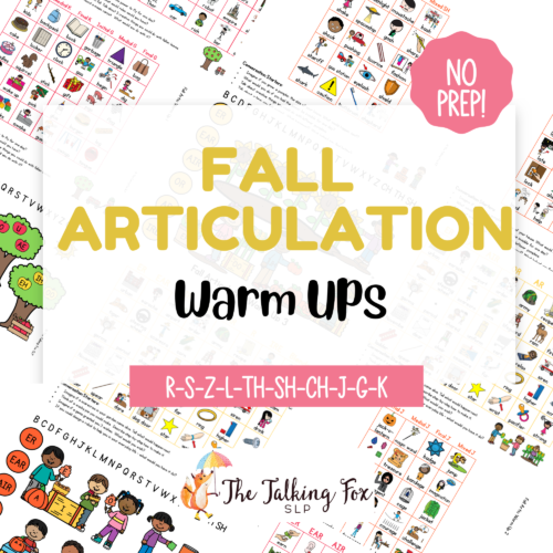 Fall Articulation Warm Ups for Speech Therapy
