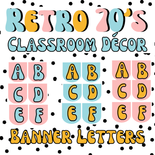 Retro 70s Middle and High School Classroom Decor Banner Letters Bulletin Board's featured image