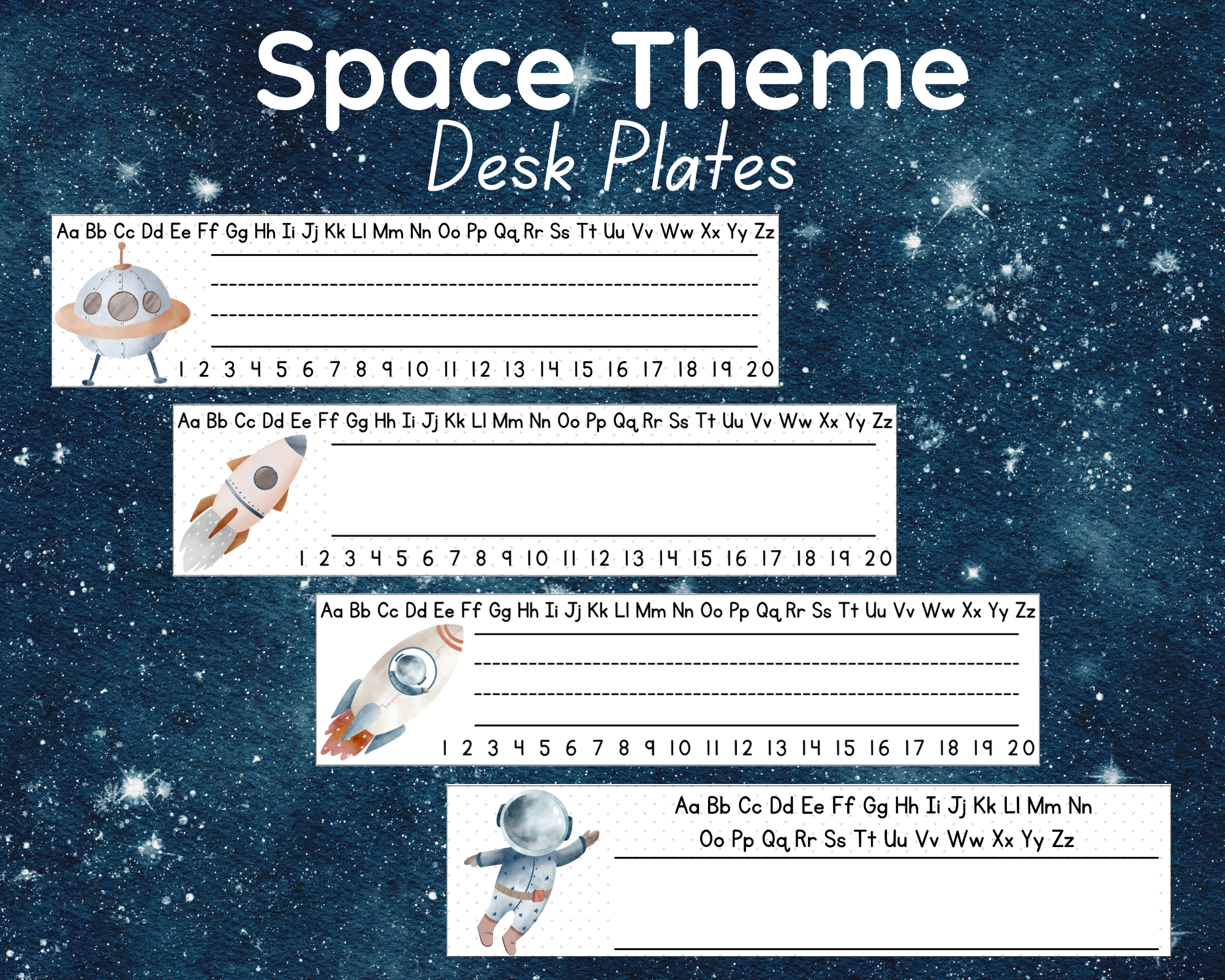 Gender Neutral Space Theme Desk Plates