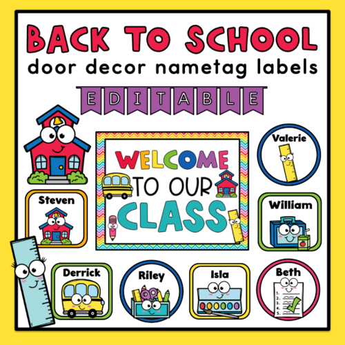 Back to School Door Decor Editable Nametag Labels's featured image