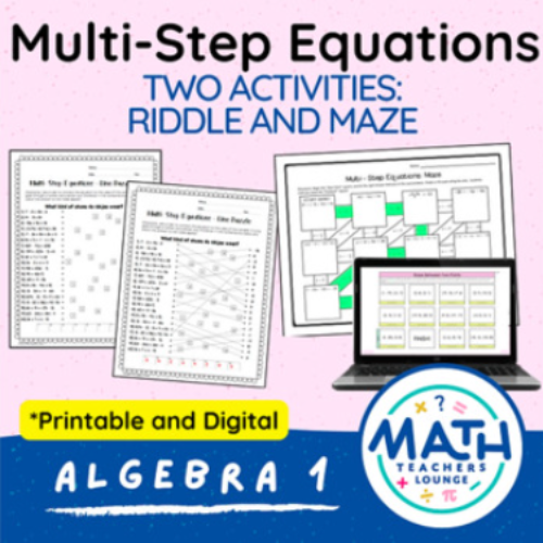 Multi-Step Equations: Riddle and Maze Activity (Print and Digital)'s featured image