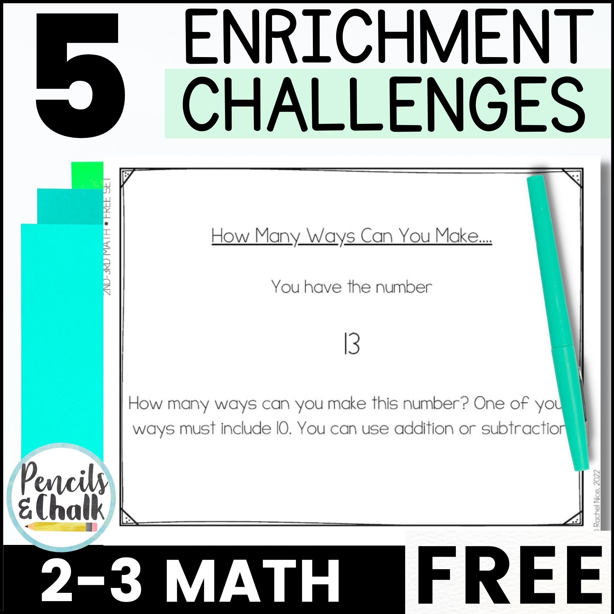 FREE Math Enrichment Activities for Early Finishers & Gifted 2nd and 3rd Grade