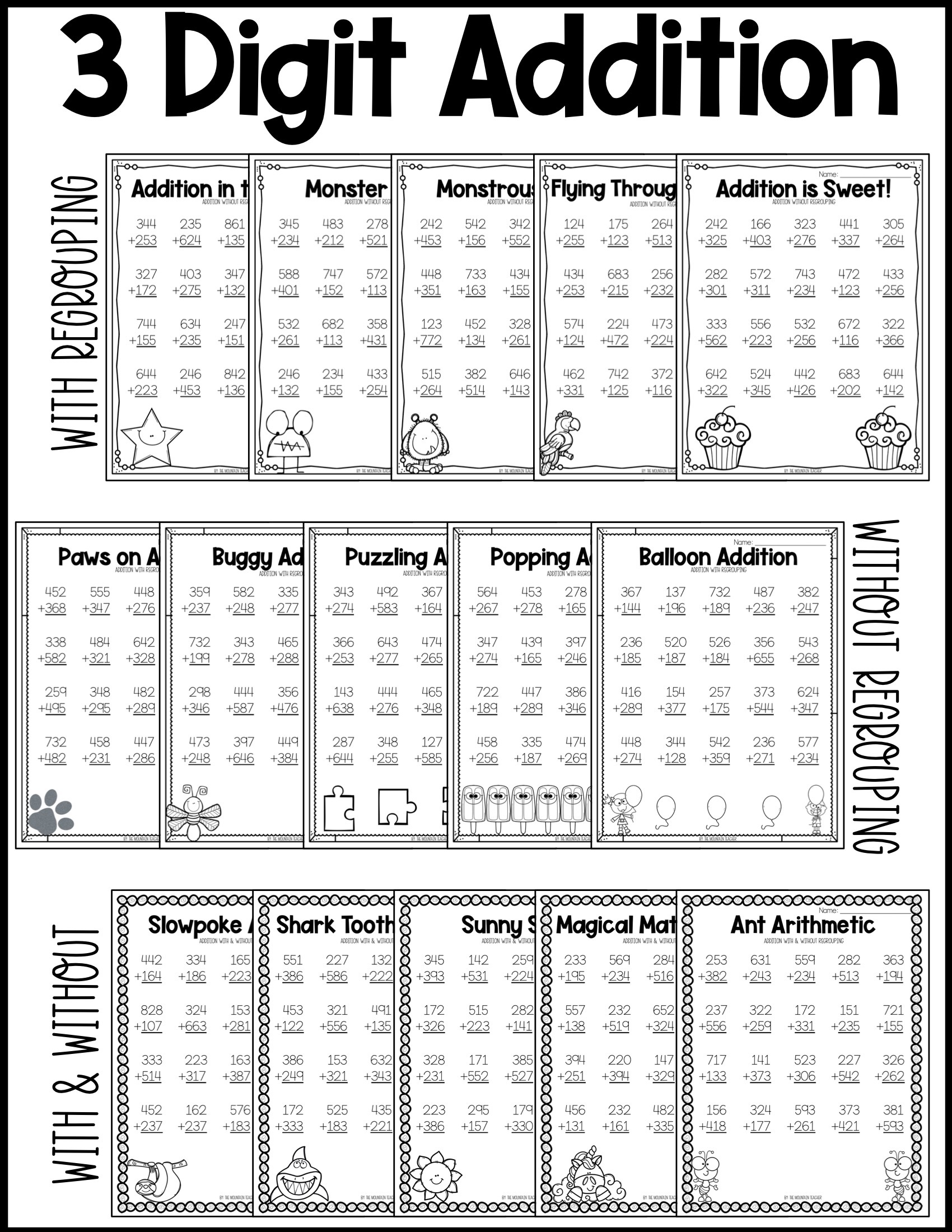 2-3 Digit Addition & Subtraction With Regrouping Strategies, Mixed