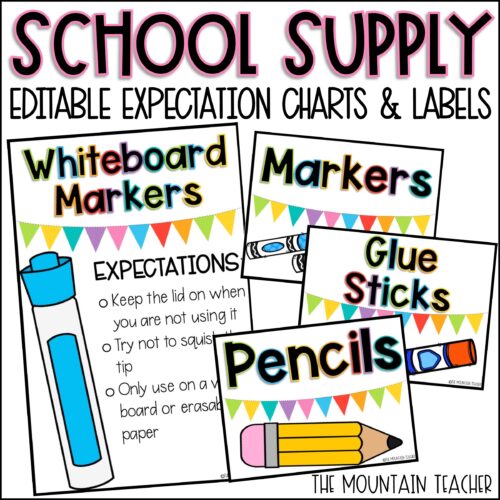 Editable School Supply Labels and Expectations for Classroom Organization's featured image
