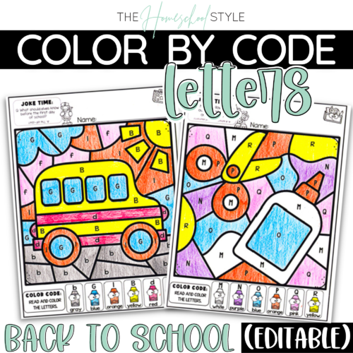 Back to School Color by Letter Recognition Color by Code Editable Activities's featured image