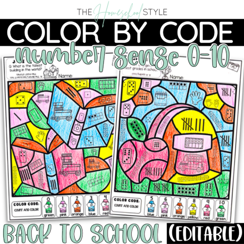 Back to School Color by Number Sense Editable Subitizing's featured image