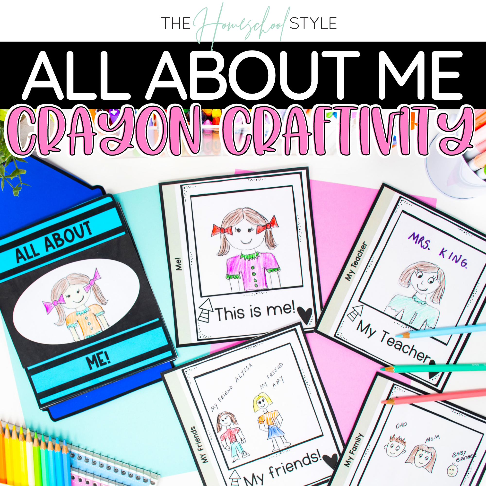 All About Me Writing Activity & Crayon Craft | Back To School Craftivity