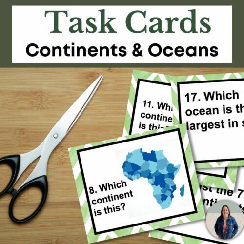 Continents and Oceans Task Cards for Geography and Map Skills's featured image