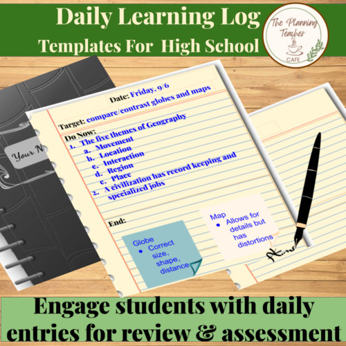 Daily Learning Log Templates for High School for review and formative assessment's featured image