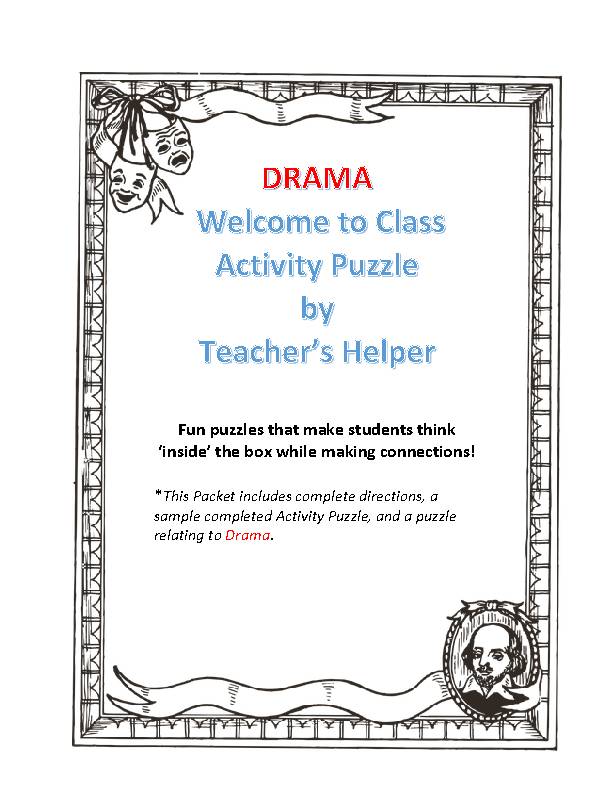 Welcome to Drama/Theater Activity Puzzle (Grades 5-12)