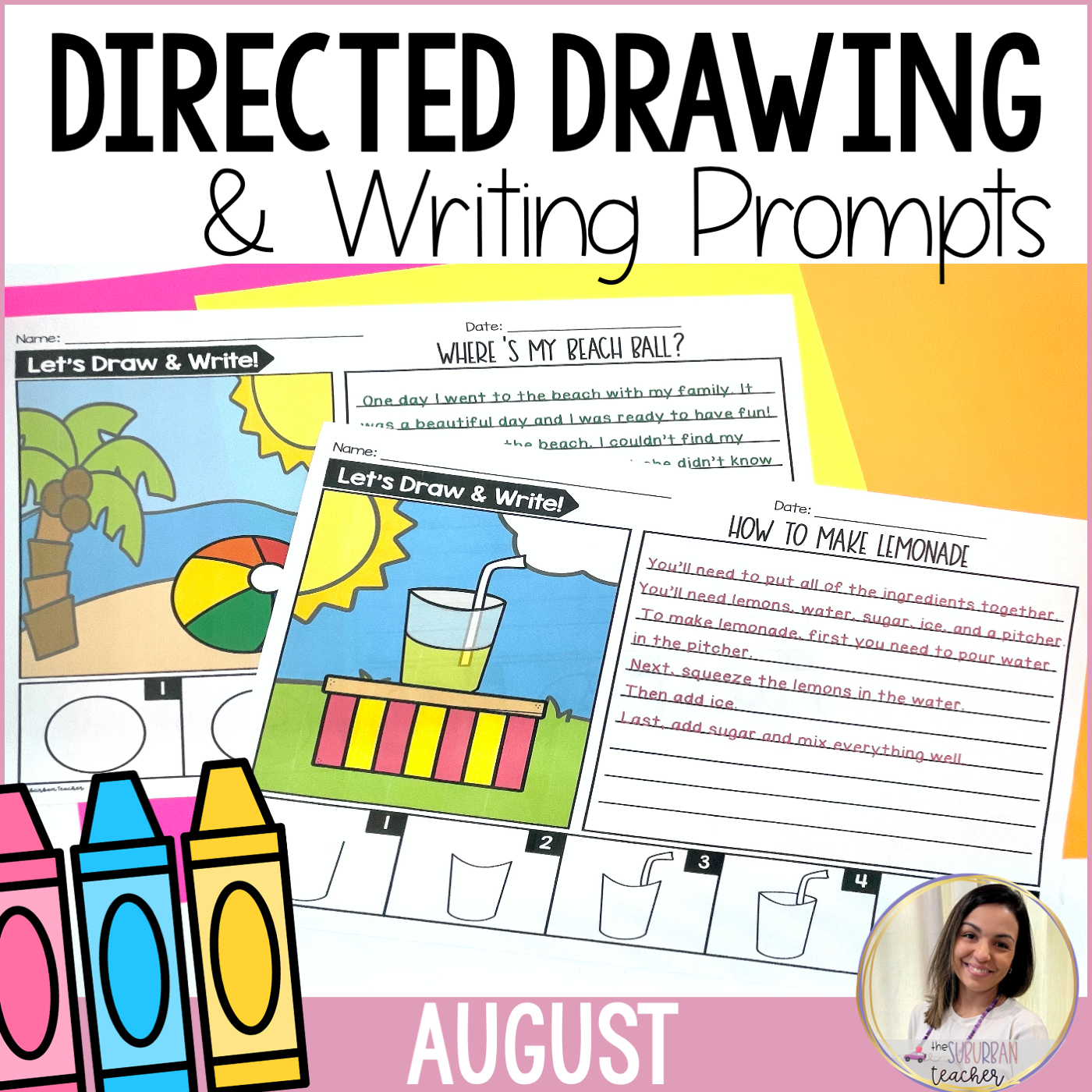 Back to School Directed Drawing and Writing Prompts for August