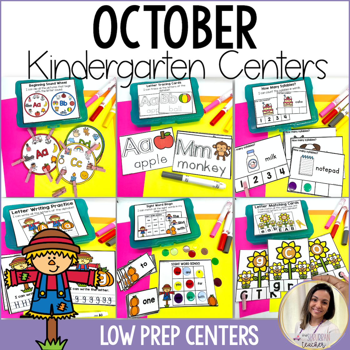October Literacy and Math Task Boxes Kindergarten Math and Literacy Stations's featured image