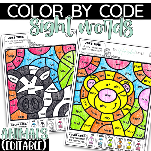 Editable Color by Code Sight Word Practice Morning Work Worksheets's featured image