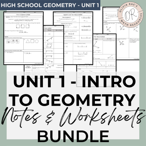 Geometry Unit 1 - Intro to Geometry - Notes and Worksheets's featured image