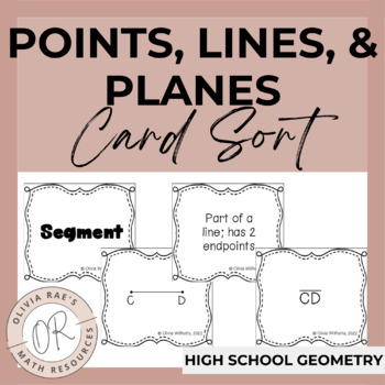 Points, Lines and Planes Card Sort Activity