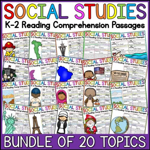 Social Studies Reading Comprehension Passages Bundle K-2's featured image