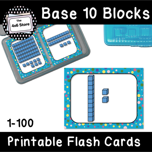 Base 10 Blocks - Place Value to 100 Printable Flash Cards - Primary Dots's featured image