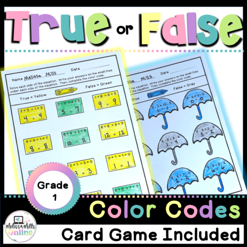 True or False Equations Games and Worksheets for First Grade's featured image